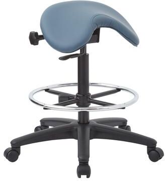Office Star Products OSP Backless Stool with Height-adjustable Saddle Seat and Casters