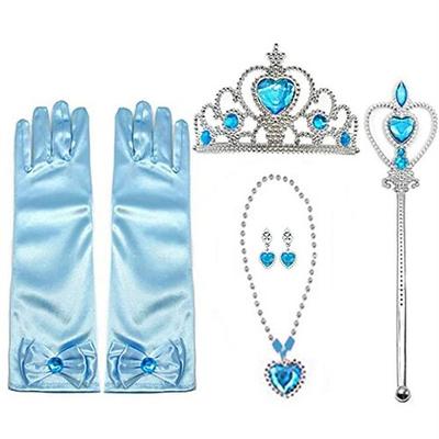 Kinder Baby Mädchen gefroren Aisha Krone Zauberstab Handschuhe Halskette Ohrringe Haarnadel Set Mädchen Party Kleidung Accessoires
