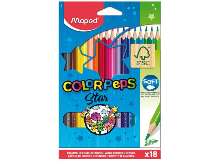 Maped Color'Peps Crayons de Couleur Triangulaires Assortis 18 Couleurs