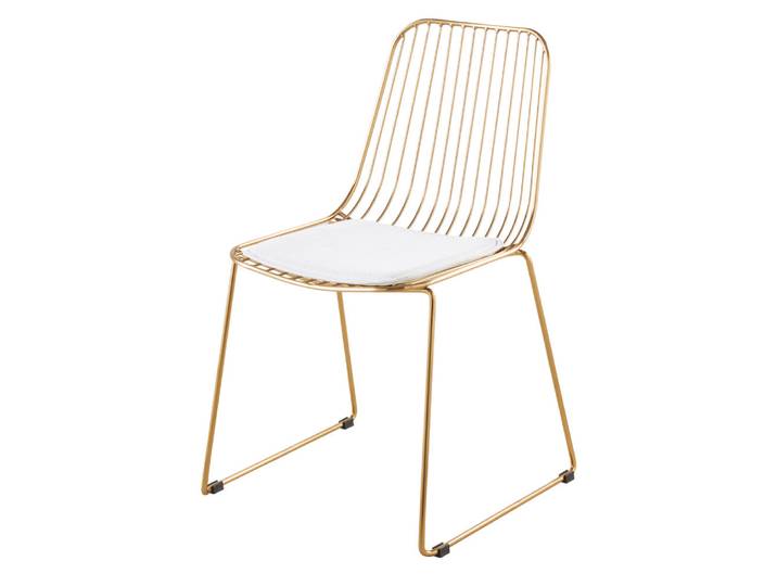 Chaise en acier doré et coussin blanc