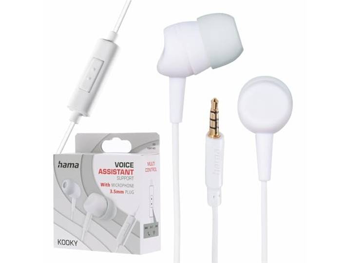 Hama Kooky Hi-FI in-ear hoofdtelefoon, bekabeld, stereo, lichtgrijs, wit, ruisonderdrukking van de microfoon