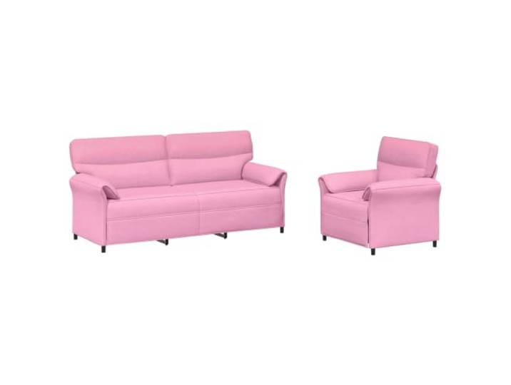 PUGYNBK Sofa-Set, 2-teilig, Rosa, Polyestergewebe, Metallrahmen, rechteckig Gepolsterter Schaumstoff, gebogene Armlehnen, einfache Montage, Verwendung im Wohnzimmer, langlebig