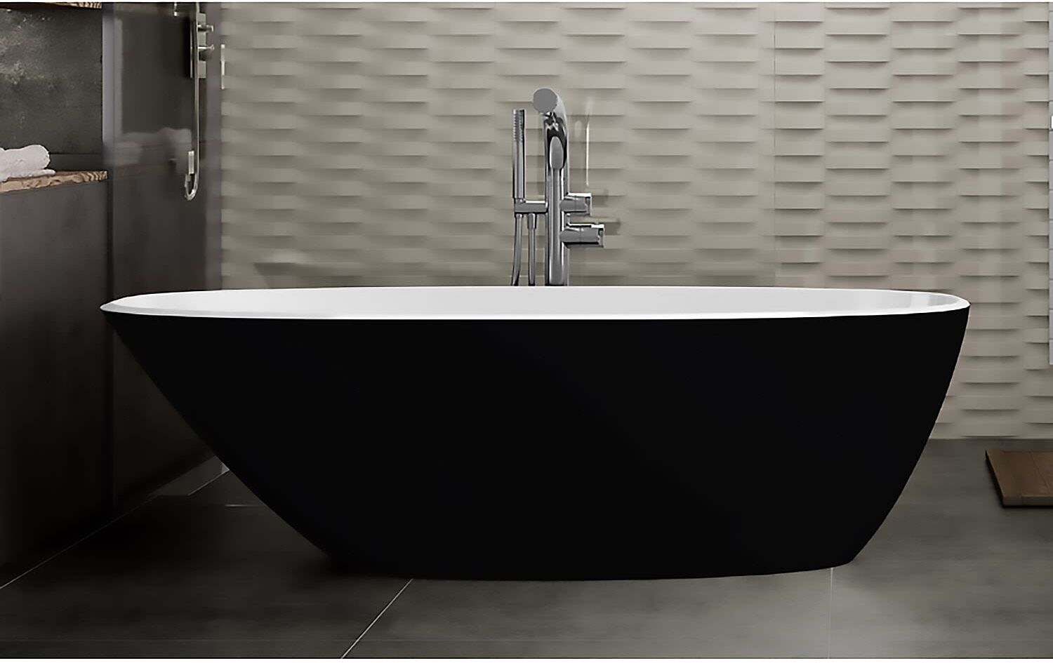 Victoria & Albert Mozzano freistehende Badewanne, Badewannen, MOZ-N-MB-NO, schwarz matt/weiß - L: 164,5 B: 74,1 H: 50,2 cm - schwarz matt/weiß