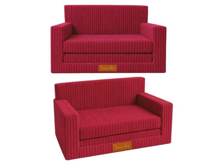 Leanbe 3in1 Kindersofa, Cord Spielsofa, Schlafsofa und Klappsofa, Personalisierbar, EU-Herstellung, (Rot)