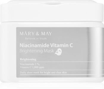 Mary&May Niacinamide Vitamin C Brightening Mask conjunto de máscaras em folha para pele radiante 30 un.. Niacinamide Vitamin C Brightening Mask