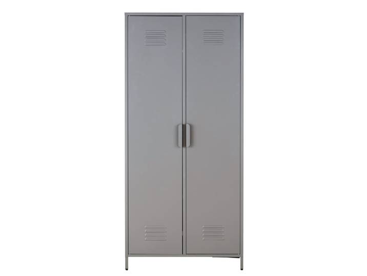 2-türiger Kleiderschrank aus grauem Stahl