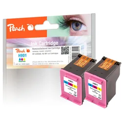 Peach Doppelpack Druckköpfe color kompatibel zu HP No. 901 C*2, CC656AE*2