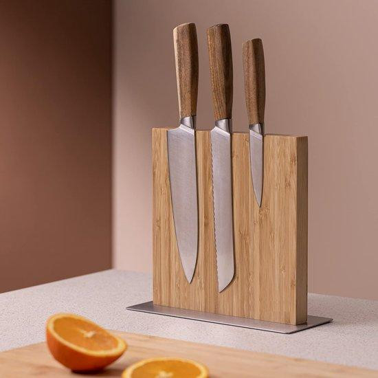 Famanu Messenblok van Bamboe – Magnetische Houder voor Messen en Keukengerei