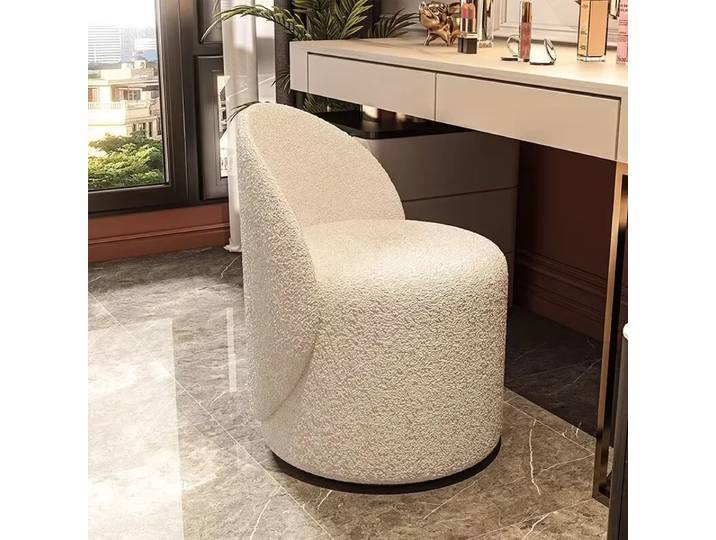 360 ° Tabouret de maquillage rotatif en éponge, dossier confortable et respirant, coiffeuse, salon, canapé en cuir d'agneau, chaise latérale