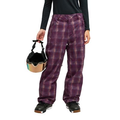 Schneehose ROXY "Steepland", Damen, Gr. L, Normalgrößen, schwarzberry wine chill checkmat, Obermaterial: 100% Polyester., Hosen Schneehose