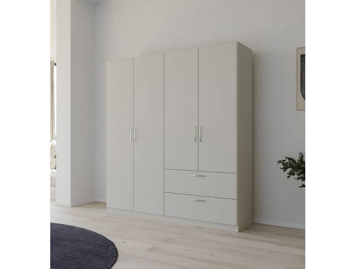 Kleiderschrank Drehtürenschrank Quadra-Spin , mit Schubkästen , seidengrau , verschiedene Größen