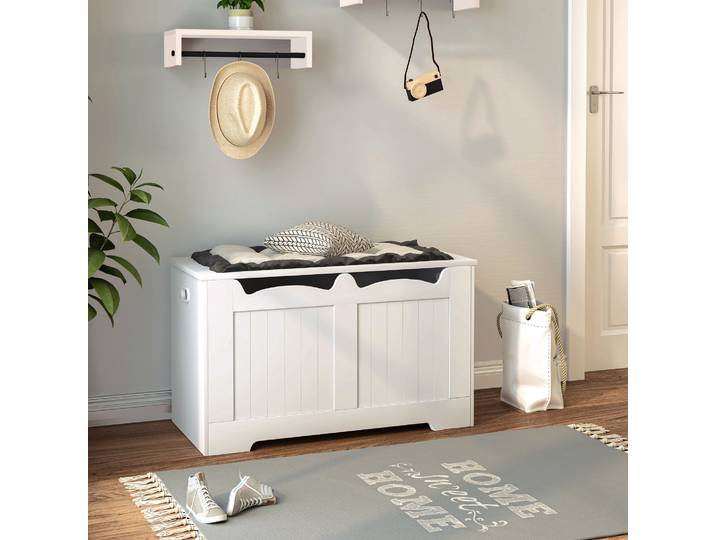 Banc de rangement avec espace de rangement, banc avec espace de rangement, coffre de rangement avec charnières de sécurité, armoire de rangement, pour couloir