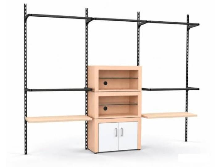 Aigentlich Wandschienensystem Set New York+Böden Begehbarer Kleiderschrank (Ahorn, Schwarz)