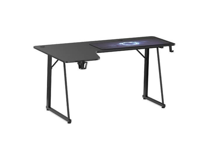 Gamingtisch L-förmig rechts 160 x 100 x 75 cm schwarz