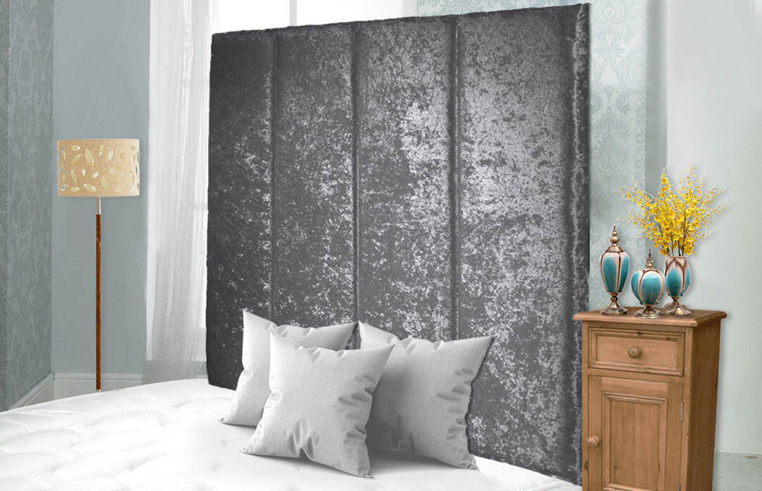 Fairmont Park Schaffer Upholstered Velvet Headboard Grey Kingsize (5')