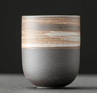Uplift Essentials Vintage Japanese Stoneware Cup Handcrafted Porcelain Kung Fu Tea & Sake Mug grey