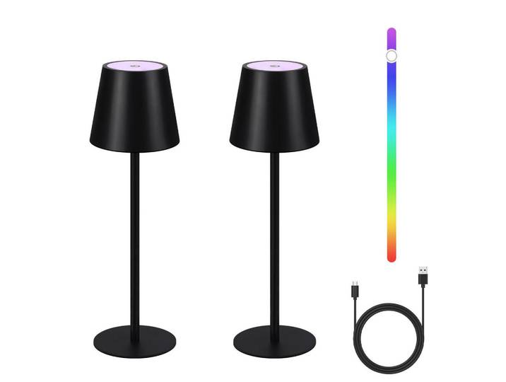 Nettlife Led-Tischleuchte Kassel(2er-set) 11/11/37.5 cm, Schwarz, Metall, LED integrated, 11x37.5x11 cm, Lampen & Leuchten, Innenbeleuchtung, Tischlampen