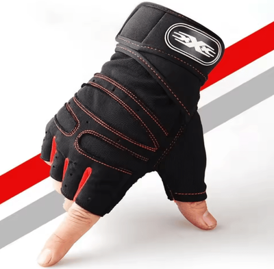Inspire Curations Shockproof Gym Gloves With Wrist Support Anti Slip Weight Lifting Training Gloves red l