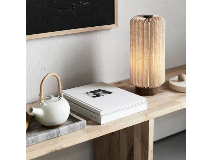 Alba Tischleuchte, Leinen, natur, Höhe 37cm - Watt & Veke - Schlafzimmer - Design - Stoff / Textil - Zylinder
