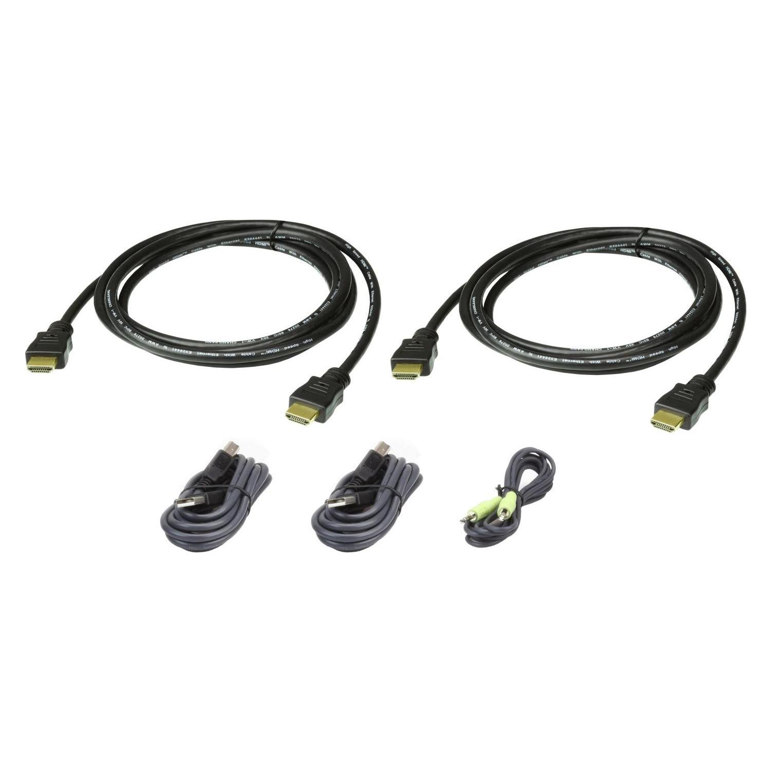 Aten 2L-7D02UHX5 USB HDMI Dual Display sicheres KVM-Kabel-Kit 1,8m Schwarz (54829069)
