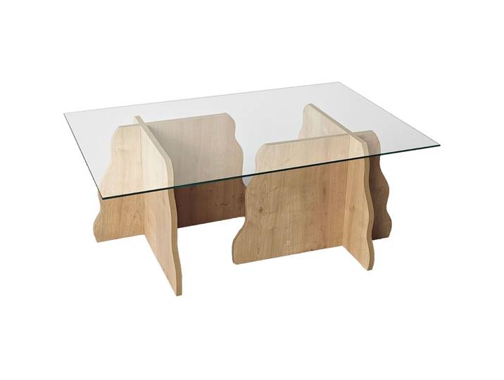 Salontisch Georis Saphir-Eiche, Transparent 100 Prozent Hartglas B 105 T 65 cm - Material: 100% Hartglas