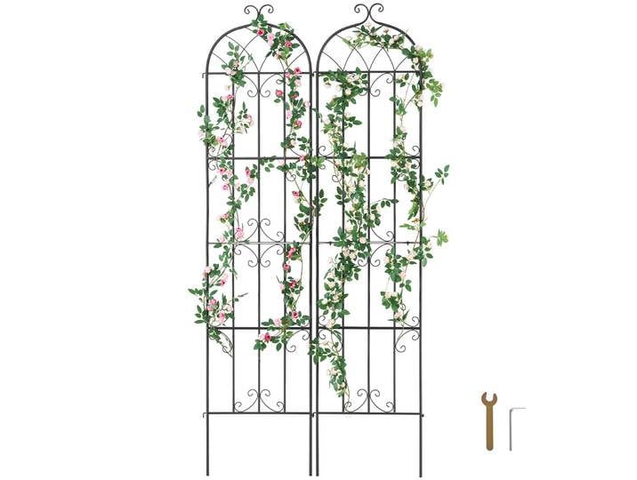 SucceBuy Treillis de jardin pour plantes grimpantes 87x20 po en métal antirouille, treillis à fleurs, treillis pour roses grimpantes pour cours et pelouses