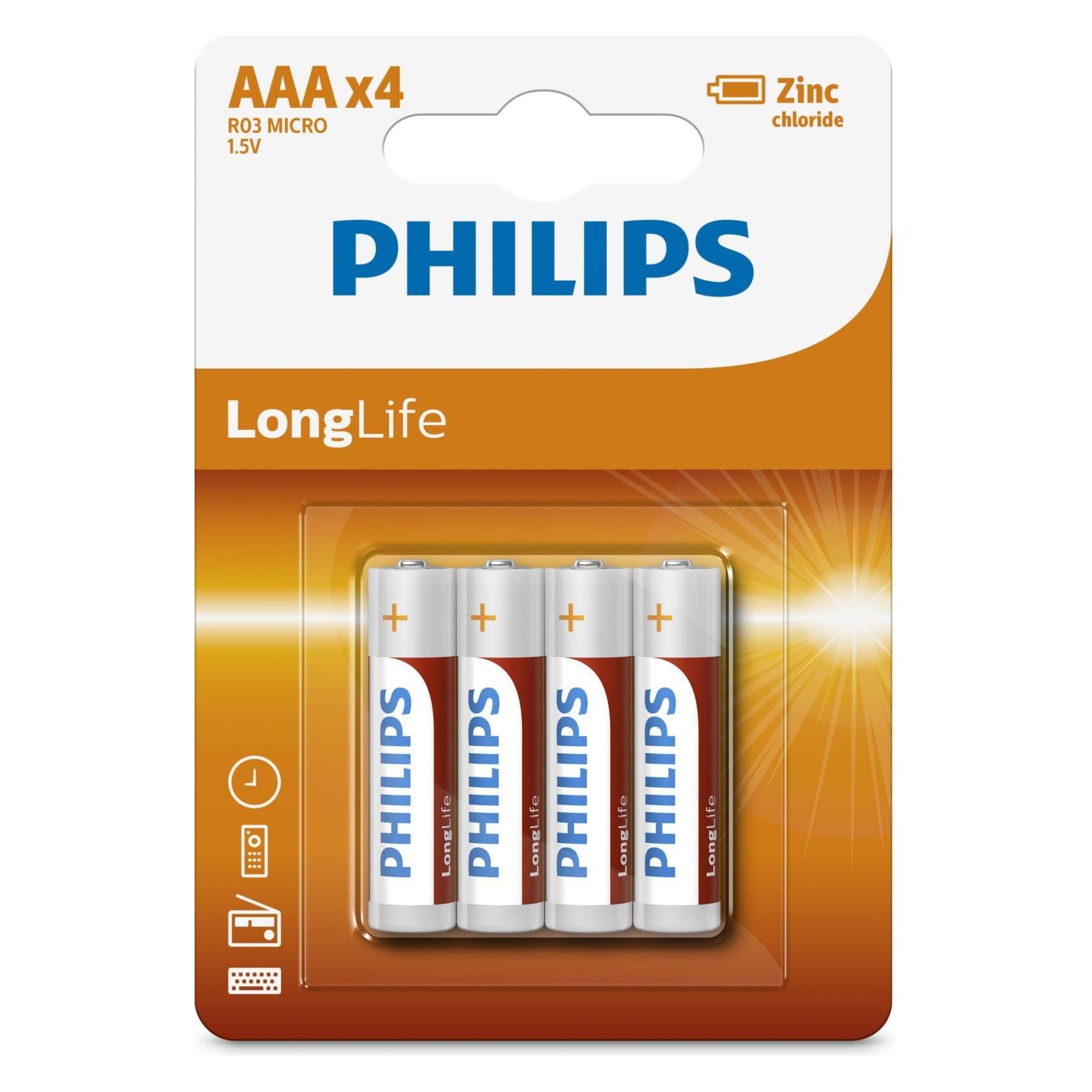 Philips R3 AAA-lange Akkulaufzeit (4 Stk., AAA) (R03L4B/10)