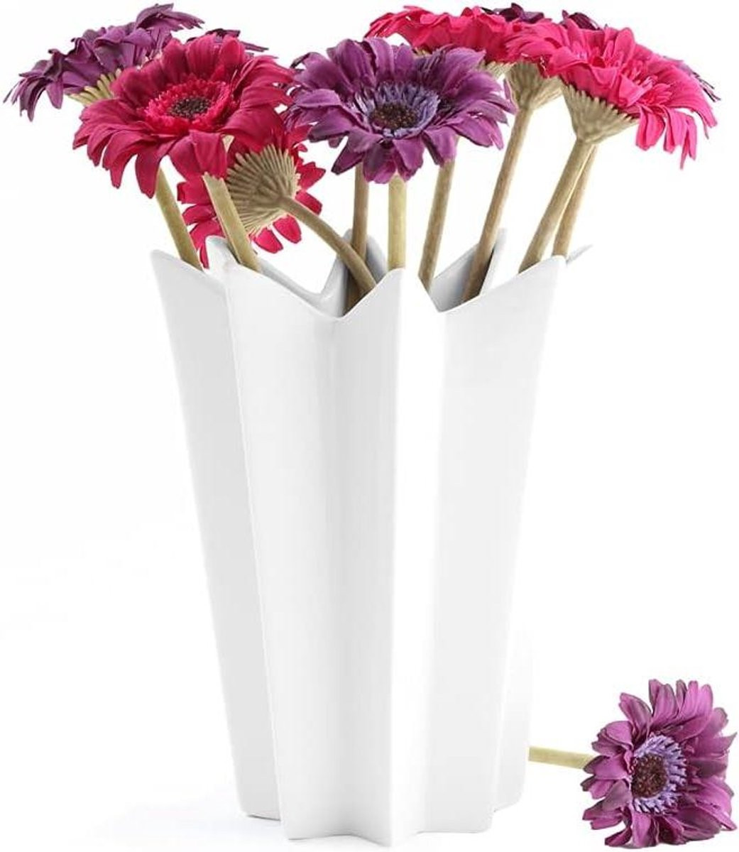 Wit Porseleinen Vaas voor Bloemen Decoratie, Hoogte: 20,5 cm