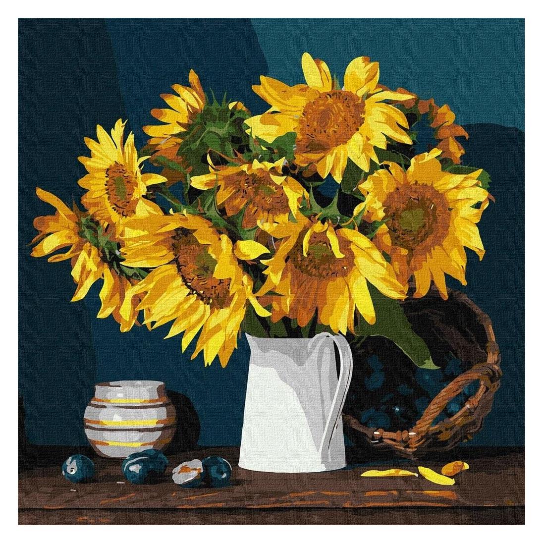 Malen nach Zahlen - leuchtende 40x40 Sonnenblumen (37177221)