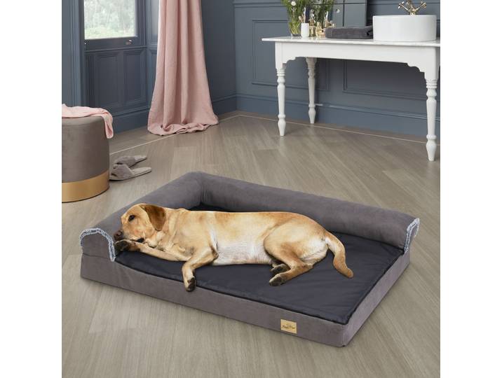 Traversin en mousse à mémoire de forme, lit pour chien extra large, lit pour chien en forme de L Orth4WD avec housse lavable et perfecemballages, canapé douillet pour chien en peluche
