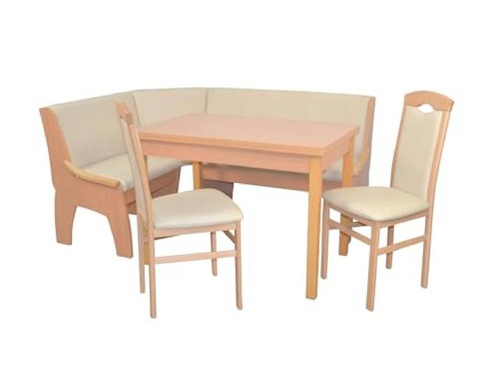 moebel direkt online 4tlg. Eckbankgruppe 125x165 cm Schenkelmaß Buche-Nachbildung/Creme