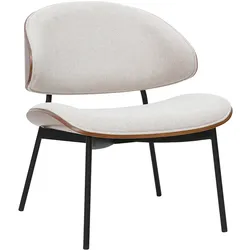 Sessel in beige Textur-Samtstoff, dunkles Holz und schwarzes Metall FABULO