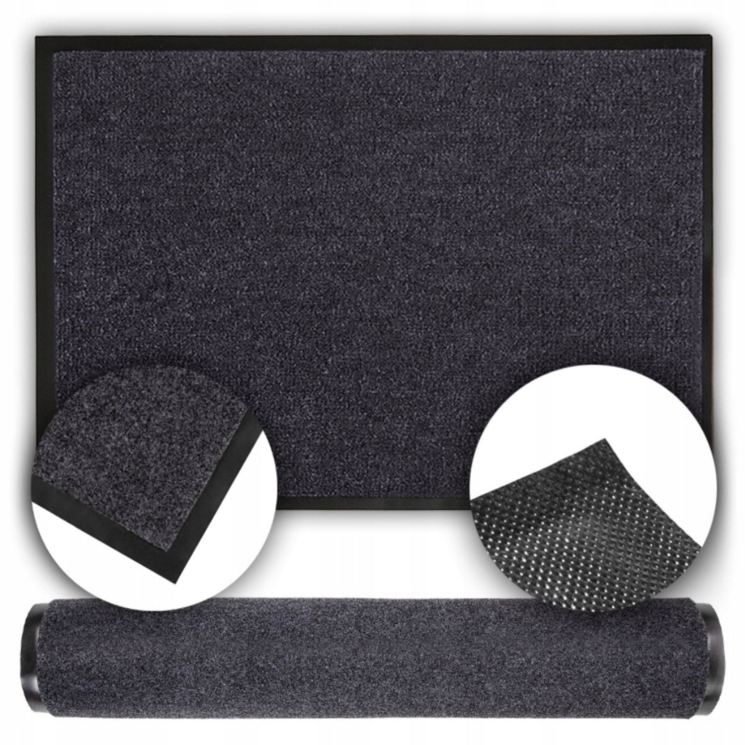 Grijze Antislip Deurmat - Breedte: 90 cm, Lengte: 150 cm
