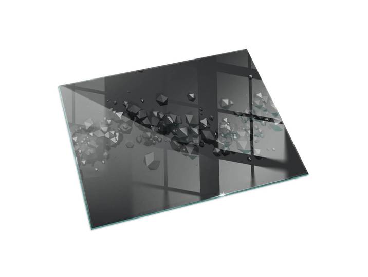 Tulup Kaminbodenplatte 60x40 cm - Abstrakte Wolke aus Festkörpern, Schwarz, Glas, Rechteckig, 120x80x0.4 cm, Elektrogeräte, Heizgeräte, Elektrokamine