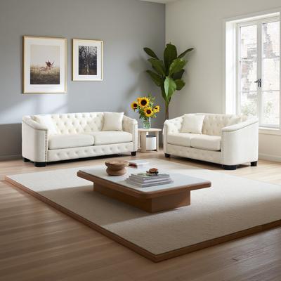 ZWYO HOSIMU Velvet 5-Piece Combination Sofa Set with 3-Seater, 2-Seater, Nailhead Trim and Plastic Feet