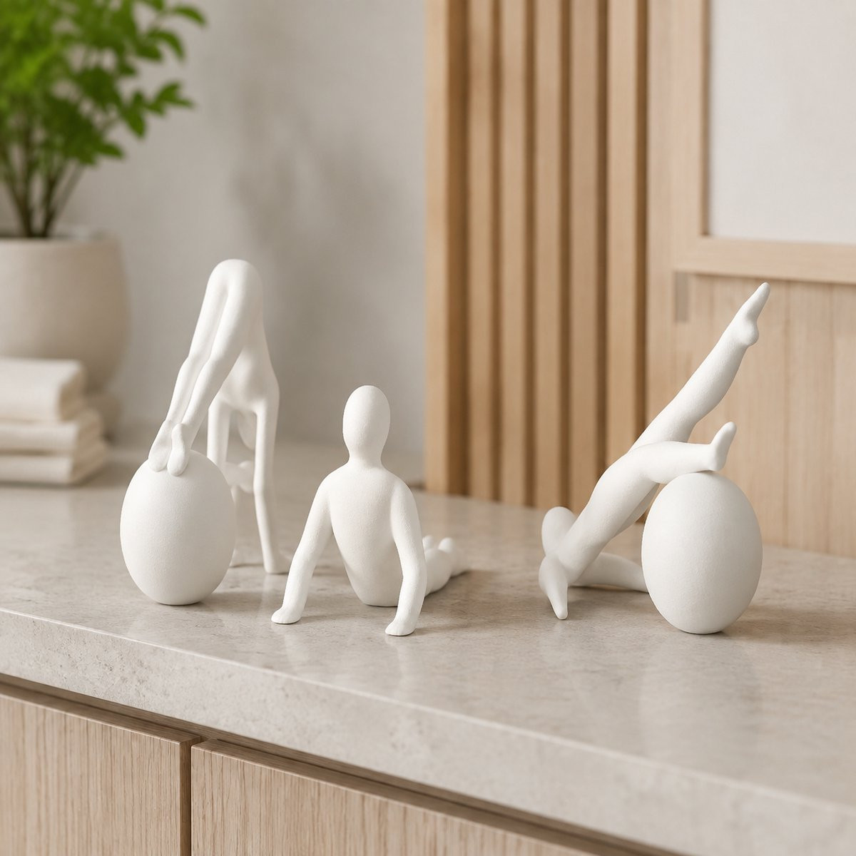 Skushy Pilates Beeldenset 3-delig - Yoga Figuren voor Moderne Interieurdecoratie