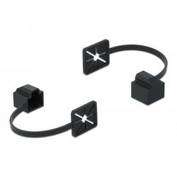 Delock 86589 Staubschutz für RJ45 Stecker mit Befestigungsclip schwarz 86589 Schutzkappe Polzahl Sensoren 8P8C Schwarz 1 St.