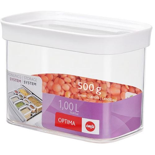 emsa Trockenvorratsdose OPTIMA, 1,0 Liter, trans / weiß