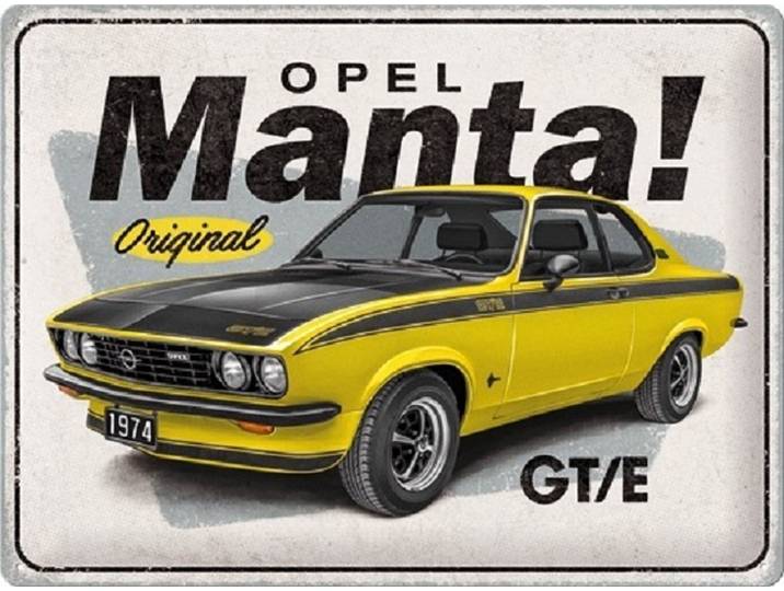 Opel Manta GT/E . Metalen wandbord in reliëf 30 x 40 cm.