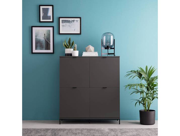 Buffet haut HARMA 110 x 124 x 40cm Gris/Gris foncé