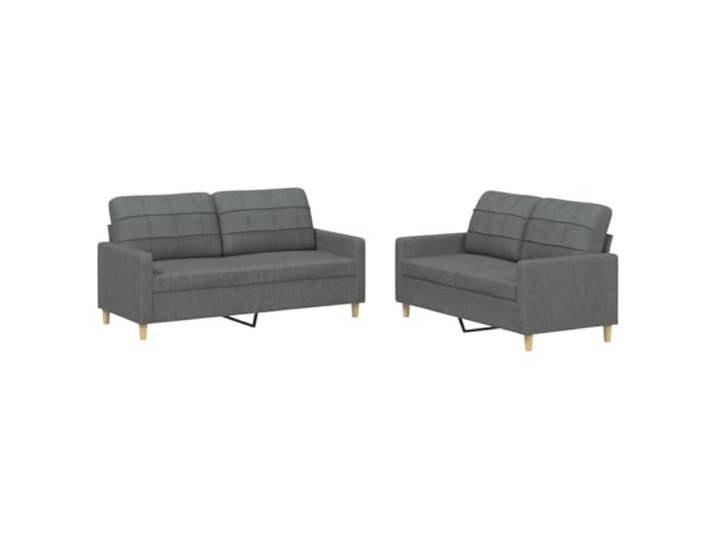 KUTYWEXFM 2-TLG. Sofagarnitur mit Kissen Dunkelgrau Polstersofa Set Komfortable Couchgarnitur fuer Wohnzimmer und Lounge, inklusive vier weicher Kissen und stabilem Metallgestell.