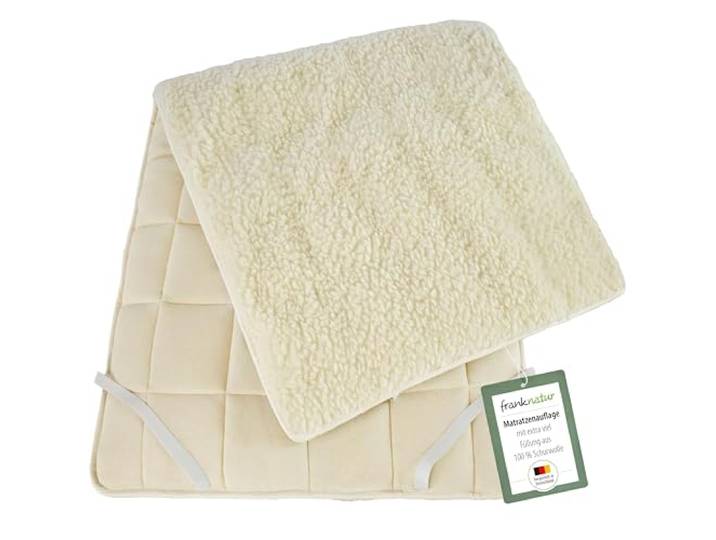 franknatur Unterbett 140x200 Premium Topper Lammflor Auflage mit Schurwolle wendbare weiche Matratzenauflage, extra viel Füllung aus Merino-Wolle, ganzjährig nutzbar, 4 Befestigungsgummis, OEKO-TEX