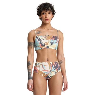 Bustier-Bikini-Top QUIKSILVER "Cobidji", Damen, Gr. S, bunt (garden glade interact floral), Obermaterial: 87% Nylon, 13% Elasthan., Bikini-Oberteile