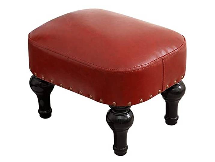 DLAZUM Rechteckiger Lederhocker für das Wohnzimmer, Vintage-Fußhocker, Sofa-Fußstütze mit wasserdichter Hockeroberfläche, rot (rot)