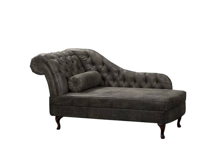 P & B Récamiere Pako, Anthrazit, Holz, Buche, Füllung: Komfortschaum, Silikon, 185x93x75 cm, Made in EU, Made in Europe, FSC 100%, Wohnzimmer, Sofas & Couches, Sofas, Recamieren