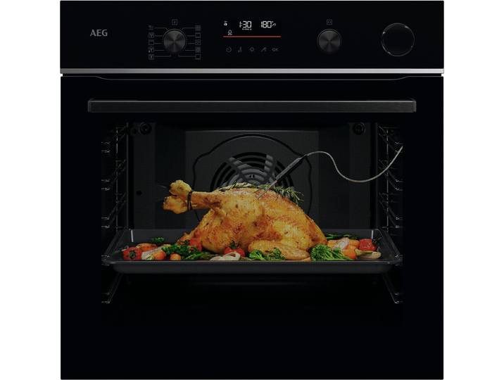 AEG Pyrolyse Backofen TR6PB50WSB , Energieeffizienz: A++, schwarz, B:59,6cm H:58,9cm T:56,9cm, Backöfen, Knusprig & saftig: SteamCrisp mit 25 % Dampf für leckere Ofengerichte, Pyrolyse Backofen