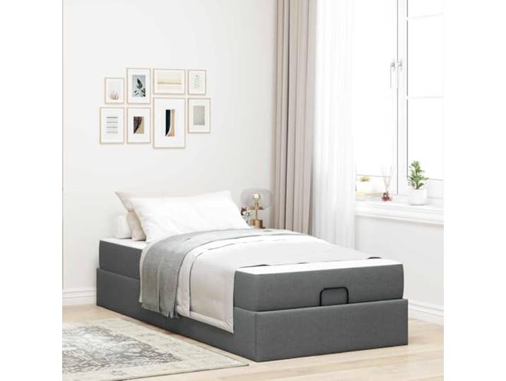 Stoffbezug mit Staufach Modernes Design Dunkelgrau 100x200 cm Bettgestell mit Matratze 2-tlg Dunkelgrau Stoff Bett mit Stauraum und Schaummatratze 100x200 cm Sicherheit