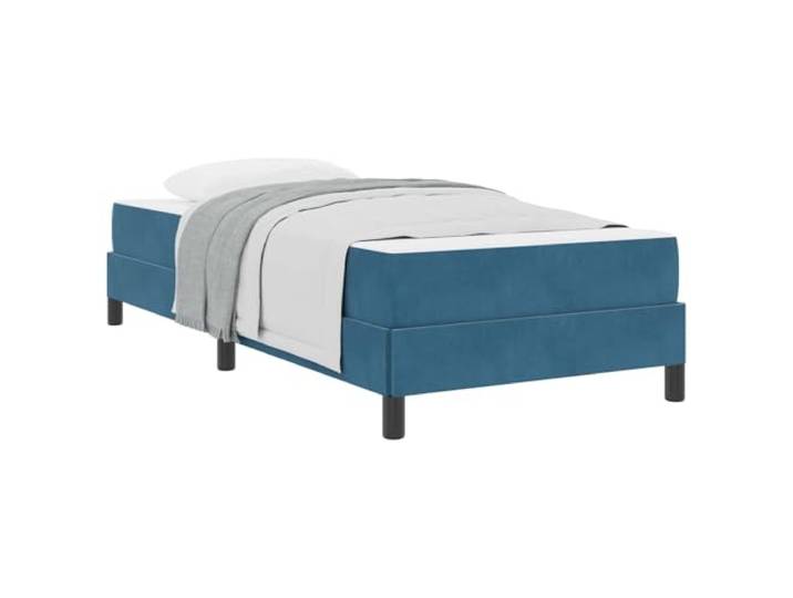 PUGYNBK Boxspringbett, Dunkelblau, 80 x 220 cm, mit Matratze Lattenrost aus Holz, Taschenfederkerne, mittlere Festigkeit, Innenbereich, minimalistisches Design