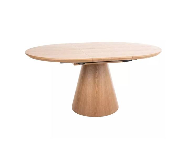 Table ronde extensible chêne naturel avec pied en chêne 120cm