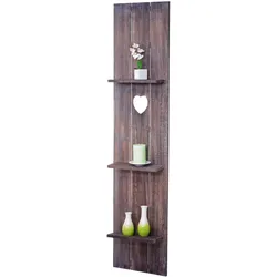 Wandregal MCW-C92, Wandpaneel Holzregal Regal, 3 Ebenen 150x33x13cm Massivholz Vintage ~ braun shabby